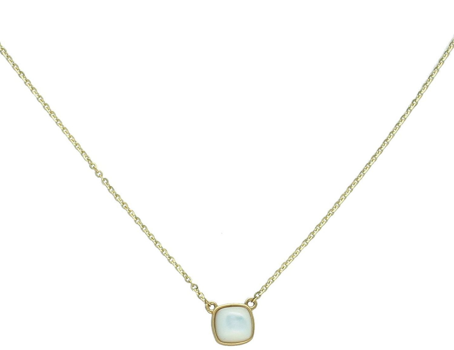 Naszyjnik złoty z masą perłową pr 585, C AG 930A  Delikatny naszyjnik wykonany z wysokiej jakości złota próby 585. Łańcuszek ankier z prostych owalnych ogniw. Złoty naszyjnik ozdobiony masą perłową 1.jpg